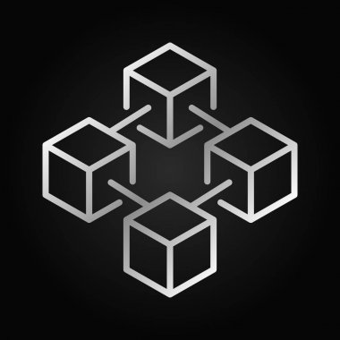 Blockchain vektör kavramı gümüş simgesini veya logo öğesi