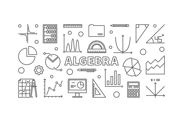 Algebra-Vektor horizontales Banner oder Illustration — Stockvektor