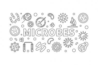 Mikroplar yatay hat illüstrasyon. M ile yapılan vektör afiş
