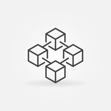 Blockchain vektör kavramı simgesinde ince çizgi stili