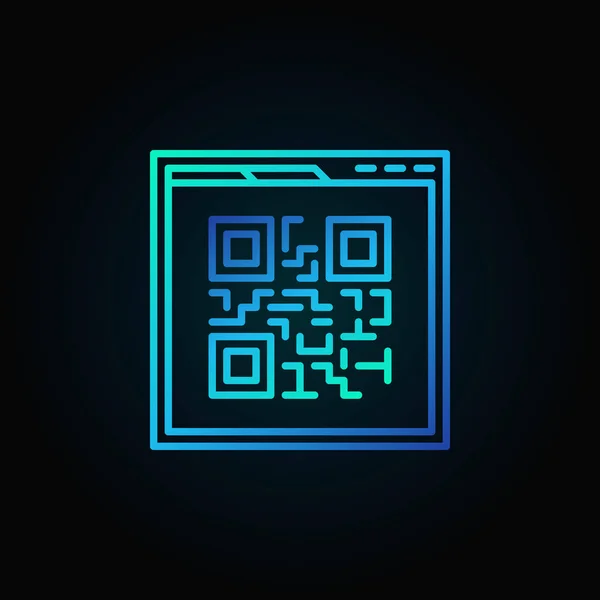 Página web azul Qr vector de código icono lineal sobre fondo oscuro — Archivo Imágenes Vectoriales