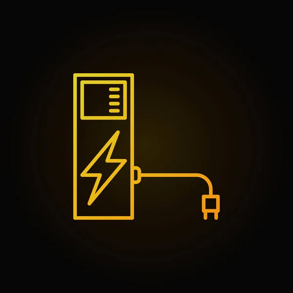 Ev Ladestation gelbes Symbol oder Symbol im Linienstil — Stockvektor