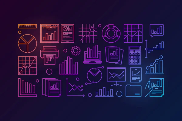 Analítica de datos empresariales ilustración colorida — Vector de stock