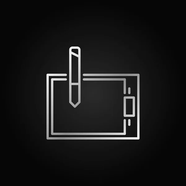 Grafik Tablet silbernes Symbol - Vektorumriss Logo-Element — Stockvektor