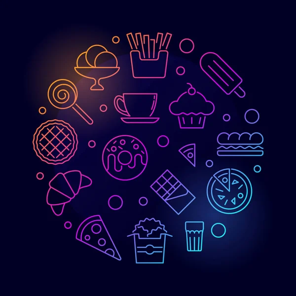 Ilustración colorida comida rápida - vector símbolo de comida no saludable — Archivo Imágenes Vectoriales