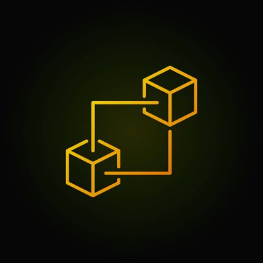 Blockchain teknoloji vektör sarı çizginin simgesini veya işareti