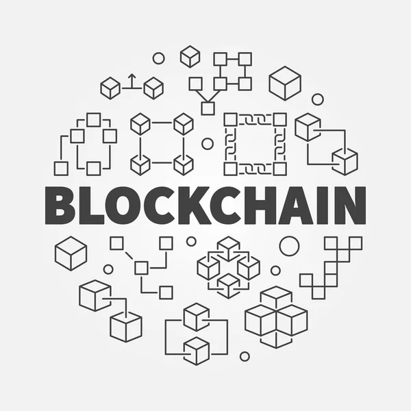 Darstellung des Blockchain-Konzepts. Vektor Block Chain Line Symbol — Stockvektor