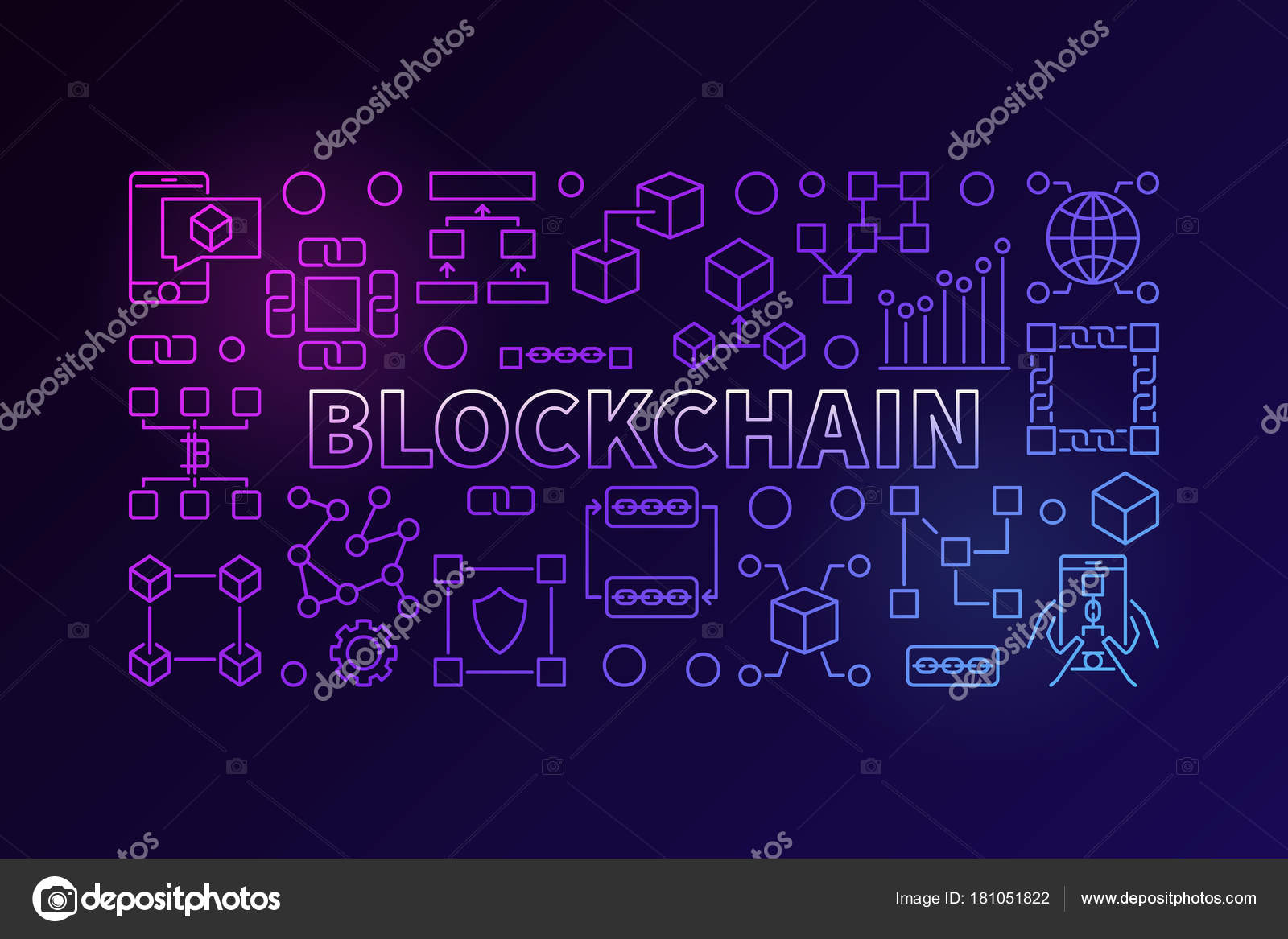 ブロックチェーンストックベクター ロイヤリティフリーブロックチェーンイラスト Depositphotos