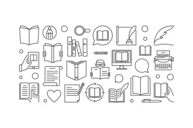 Edebiyat vektör çizim veya hat afiş