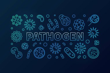 Pathogen horizontal blue illustration. Vector bacteria and virus clipart