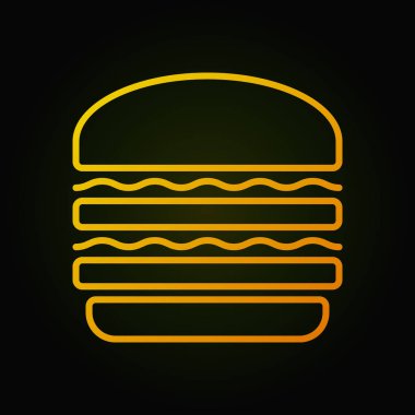 Burger sarı simge. Vektör Fast Food işareti kavramı veya logosu