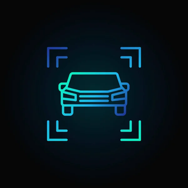 Vector coche línea azul icono sobre fondo oscuro — Vector de stock