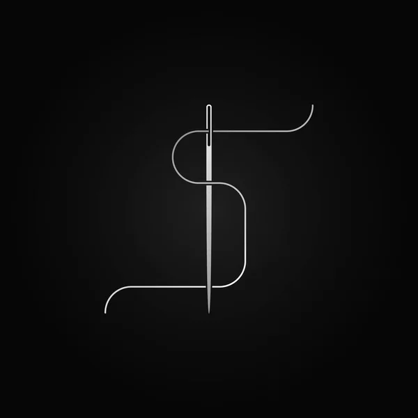 Silver sewing needle vector concept icon — Stock Vector