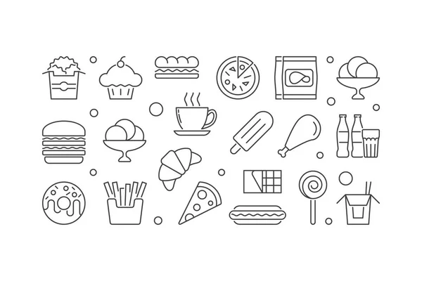 Fast food illusztráció. Vektor egészségtelen étkezési banner — Stock Vector