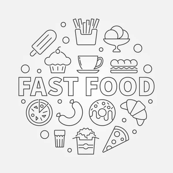 Fast Food rundes Symbol. Vektorskizze Illustration — Stockvektor