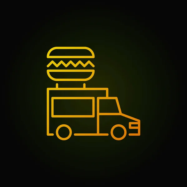Camión de comida icono amarillo - signo de concepto de comida de calle vector — Vector de stock