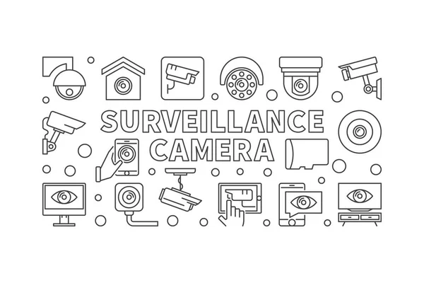 Illustration caméra de surveillance - bannière de ligne vectorielle — Image vectorielle