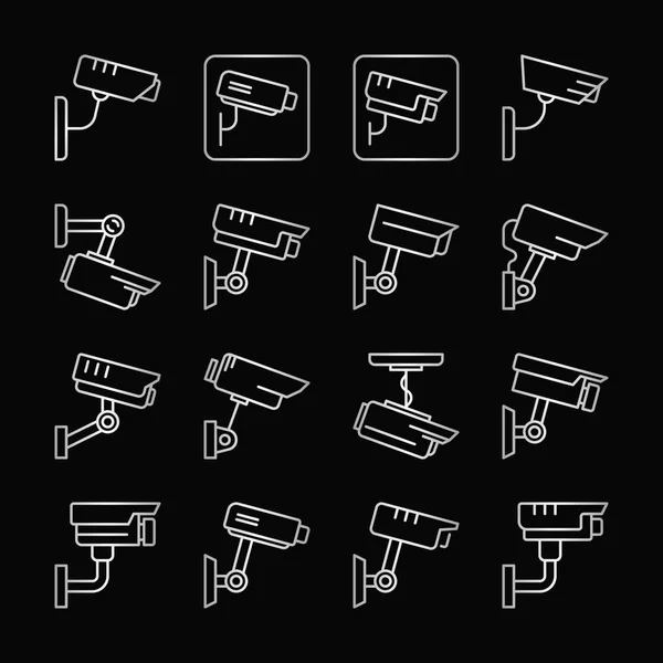 Cámaras CCTV iconos de plata - símbolos vectoriales — Vector de stock