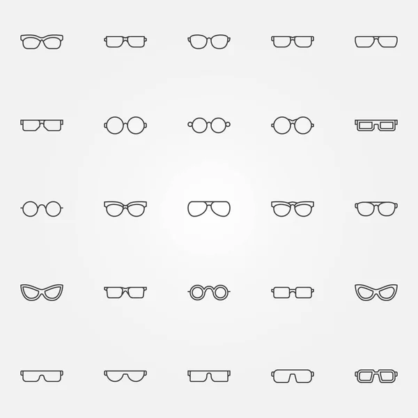 Conjunto de iconos de gafas. Gafas de vista vectoriales esbozan símbolos — Vector de stock