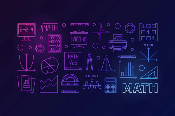 Matemáticas vector de educación colorido banner horizontal — Archivo Imágenes Vectoriales