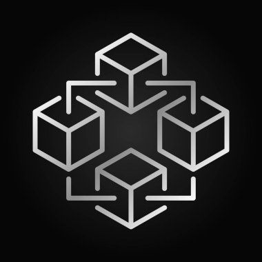 Blockchain teknoloji gümüş simgesi. Vektör bloğu zinciri sembolü