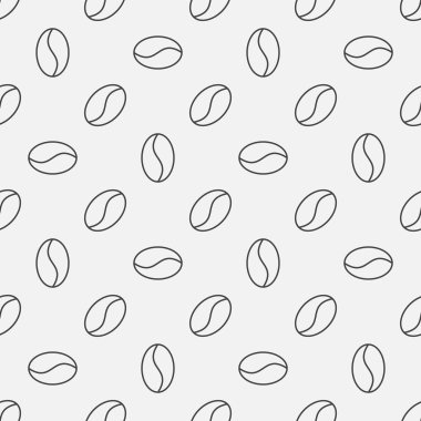 İnce çizgi kahve çekirdekleri vektör Dikişsiz desen veya doku