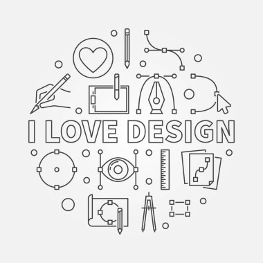 Doğrusal illüstrasyon vektör yuvarlak tasarım seviyorum