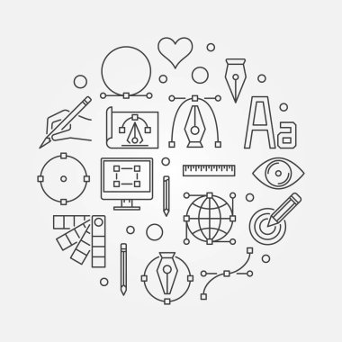 Vektör grafik tasarım doğrusal yuvarlak çizim