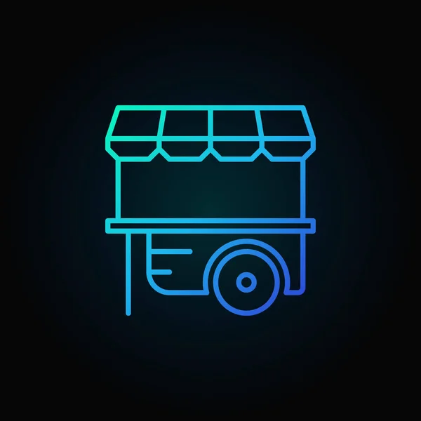 Ruota mercato stallo icona blu. Simbolo del profilo del carrello mobile vettoriale — Vettoriale Stock