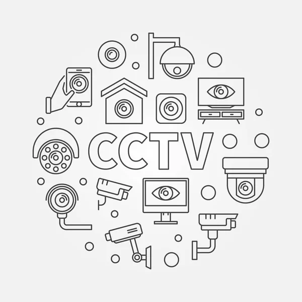 Ilustración redonda de CCTV. Vector símbolo de línea moderna — Archivo Imágenes Vectoriales