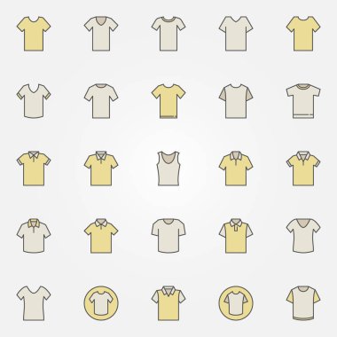 T-shirt Icons set - vektör tshirt yaratıcı sembolleri renkli.