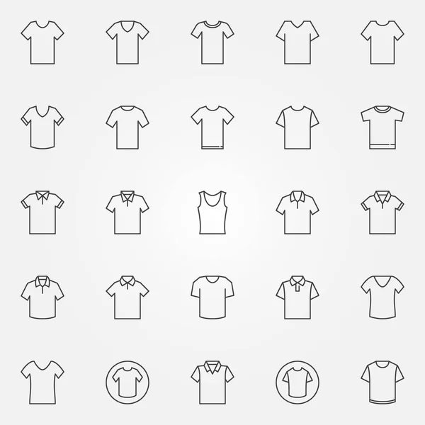 T-shirt icons set. Vector tshirt clothes outline signs — Stock Vector