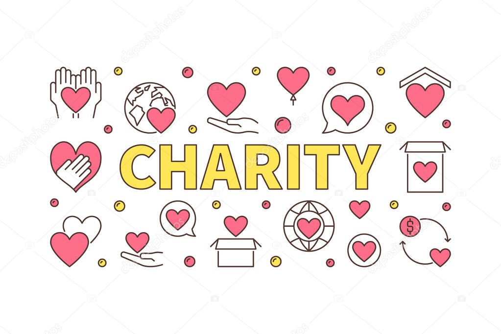 Colored charity illustration - vector creative banner