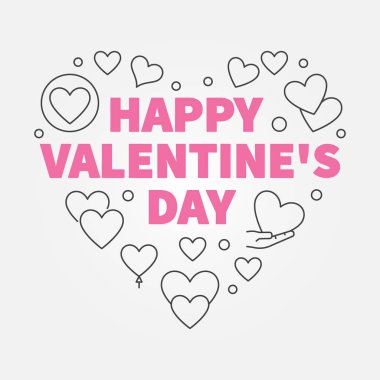 Mutlu Sevgililer günü kalp vektör hat illüstrasyon