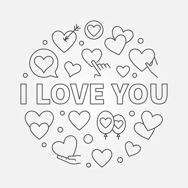 I Love You round vector linear concept illustration — Stock Vector