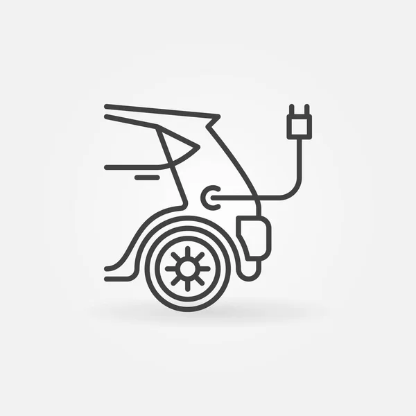 Icono de concepto de vector de coche eléctrico en estilo de línea — Vector de stock