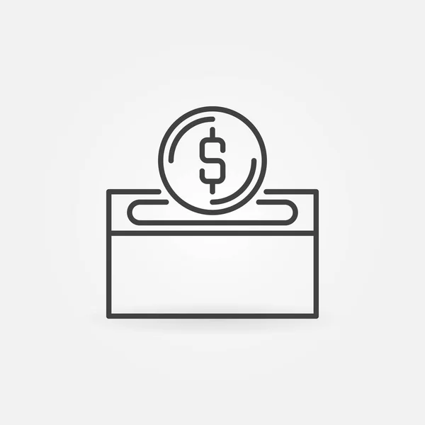 線のスタイルのベクトル アイコンをコイン募金箱 — ストックベクタ