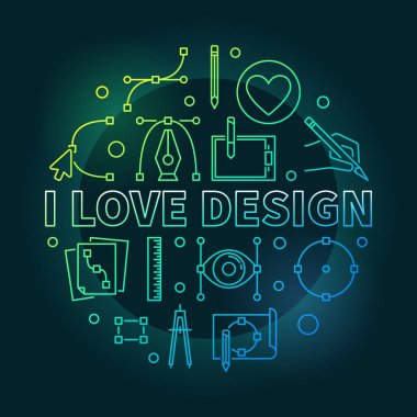 Tasarlamak vektör yuvarlak illüstrasyon renkli seviyorum