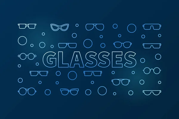 Las gafas delinean la ilustración horizontal azul. Banner vectorial — Vector de stock