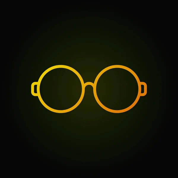 Gafas redondas icono de línea amarilla sobre fondo oscuro — Vector de stock