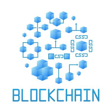 Mavi blockchain teknoloji vektör çizim yuvarlak