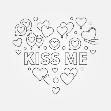 Kalp vektör anahat illüstrasyon öp beni