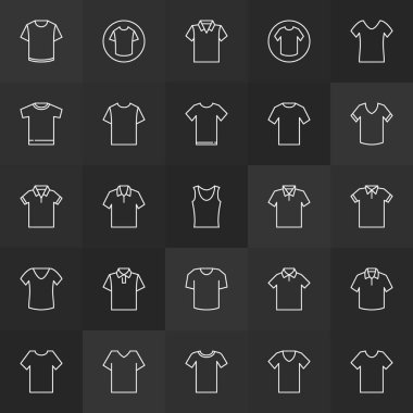 Tshirt en az anahat simgeleri. T-shirt Vektör Lineer işaretler