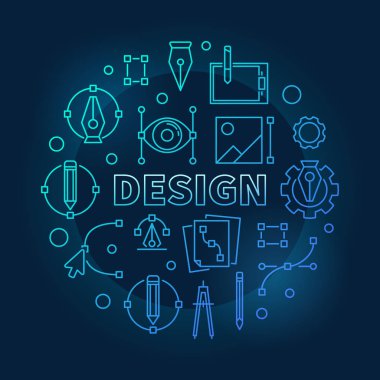 Mavi ince hat illüstrasyon tasarım. Vektör işareti