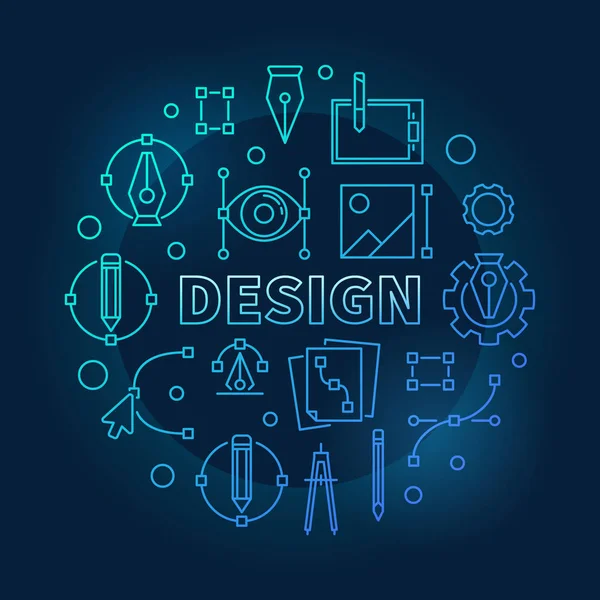 Mavi ince hat illüstrasyon tasarım. Vektör işareti