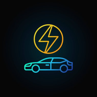 Elektrikli otomobil kavramı renkli çizgi stili simgesini