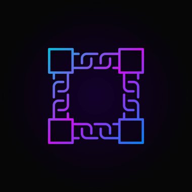 Renkli blok zinciri teknoloji satırı simgesi veya simge vektör