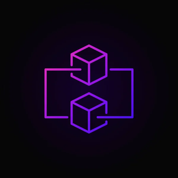 Blockchain icono de contorno vectorial de color sobre fondo oscuro — Vector de stock