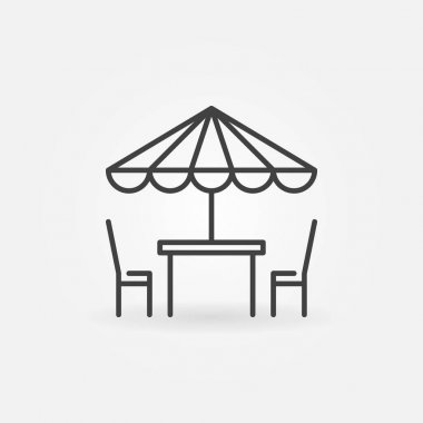 Sokak kafe simgesi. Vektör masa ve sandalyeler satırı simgesi