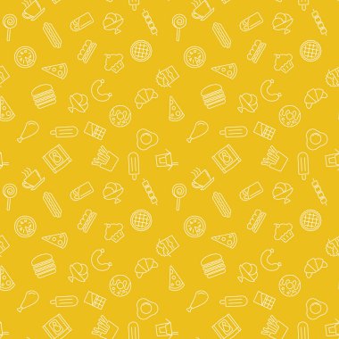 Fast food sarı desen - vektör sorunsuz doku